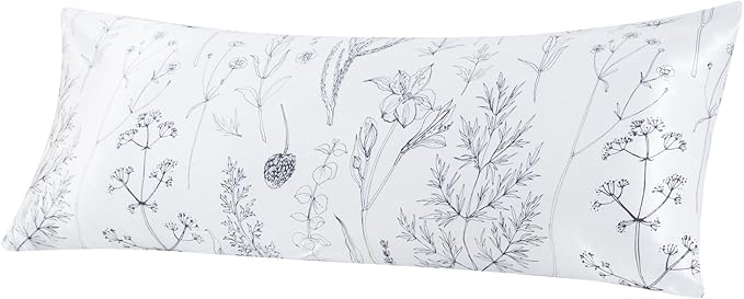 EXQ Home Satin Body Pillow Pillowcase Super Soft Silk Pillowcase, Body Pillow Cover with Envelope Closure Flowers with White Background (20"x54")