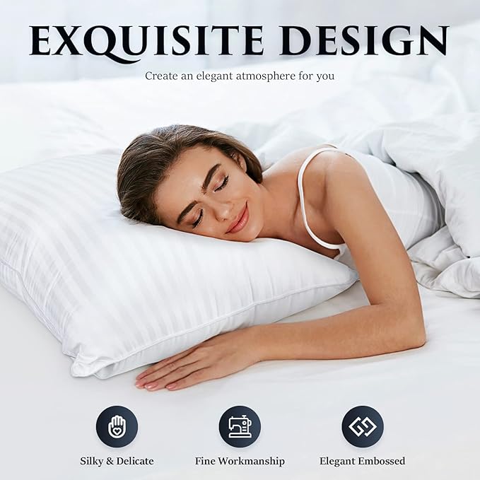 COZSINOOR Bed Pillows for Sleeping Queen Size - Hotel Quality Set of 2 - Breathable Cooling Down Alternative Microfiber Filled for Back, Stomach, Side Sleepers Skin-Friendly