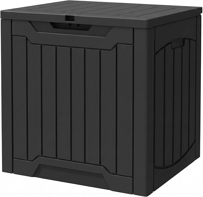 YITAHOME 31 Gallon OutdoorDeck Box, Lockable Resin Storage Box and Waterproof Package Delivery Box for Patio, Garden, Poolside, Cushions, Supplies & Sports Gear, Black