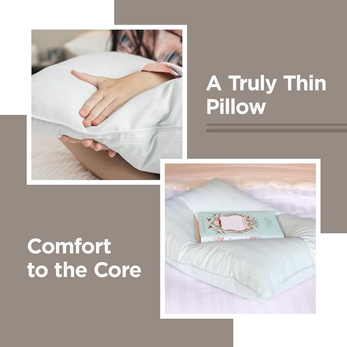 DOWNLITE Worlds Flattest Down Pillow - Designed to Be Really Thin - Perfect for Stomach Sleepers - from (Standard/Queen)