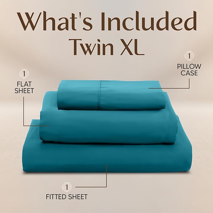 Utopia Bedding Twin XL Sheet Set – 3 Piece Bed Sheets for Twin XL Size Bed, Soft and Breathable Microfiber, Includes 1 Fitted Sheet, 1 Flat Sheet and 1 Pillowcase – Oeko Tex (Denim Blue)