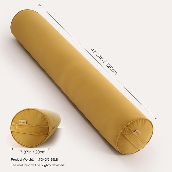 Body Pillow for Adults,Long Round Pillow,Big Cylindrical Pillow,Large Full Bolster Pillows for Side Sleepers (Honey Yellow, 47.24"*7.87")