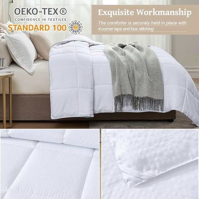 Homelike Moment California King Comforter - White Duvet Insert Down Alternative Bed Comforter, Lightweight Bedding Comforters Cal King Size Quilted Soft All Season White Square Embossed