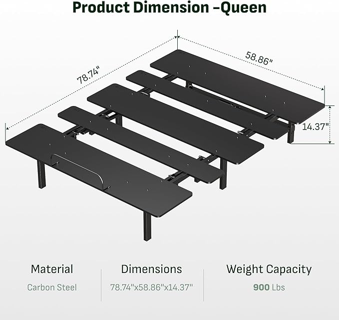 Softa Queen Adjustable Bed Frame, Head & Foot Lift, Electric Bed Base with Remote Control, Whisper Quiet Motor, Oxford Fabric Bedspread, Mattress Holder, Easy Assembly