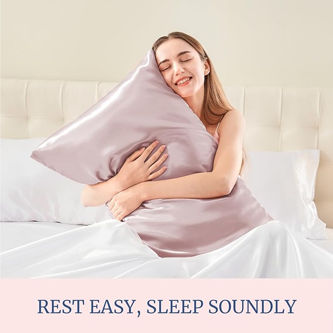 BEDELITE Satin Pillowcase for Hair and Skin, Super Soft and Cooling Similar to Silk Pillow Cases 2 Pack with Envelope Closure, Gift for Women Men(20"x30" Queen Size, Lotus Pink)