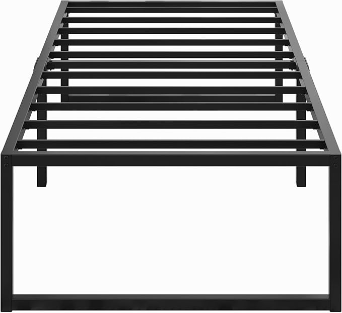 Lutown-Teen 18 Inch Twin XL Bed Frames with Fabric Bed Cover, Heavy Duty Sturdy Metal XL Twin Platform Bed Frame No Box Spring Needed, Noise Free, Easy Assembly, Black and Blue