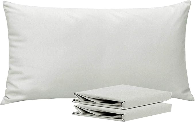NTBAY King Pillowcase Set - 2 Pack Brushed Microfiber 20x36 Pillowcases - Soft, Wrinkle-Free, Fade-Resistant, Stain-Resistant, Light Grey Pillowcases with Envelope Closure - 20x36 Inches, Light Grey