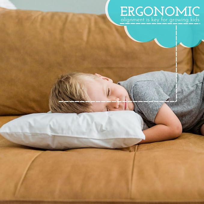 Toddler Pillow 13x18 for Sleeping – Kids Pillow for Toddler Bed, Travel, Daycare & Preschool – Soft Hypoallergenic Cotton Toddler Bed Pillow for Ages 2–5, Small Pillow for Kids Nap Time (2-Pack)