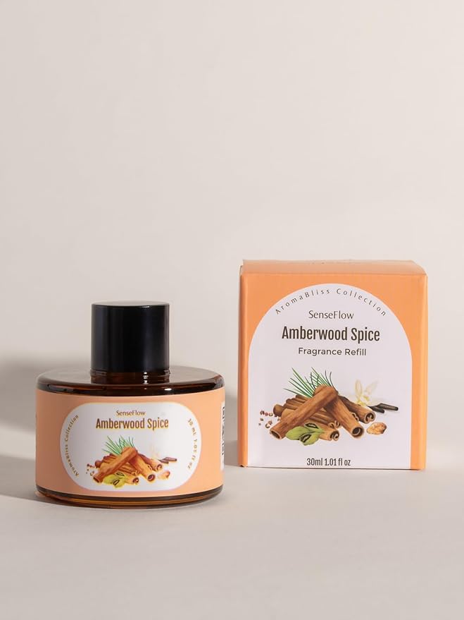 Essential Oil Refill 1.02oz/30ml for SF101/SF101S Waterless Aromatherapy Diffuser, Covers 1000 Sq Ft, 120-Day Natural Scent 1 Pack,Amberwood Spice