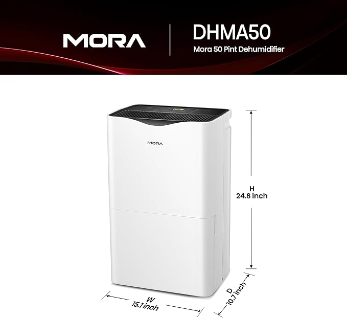 Mora Mora by Hisense 50 Pint Dehumidifier, for Space upto 4,500 Sq. Ft at Home, in Basements and Large Rooms, Energy Star, Quiet Operation,Filter Indicator with Washable Filter, 2 Years Warranty