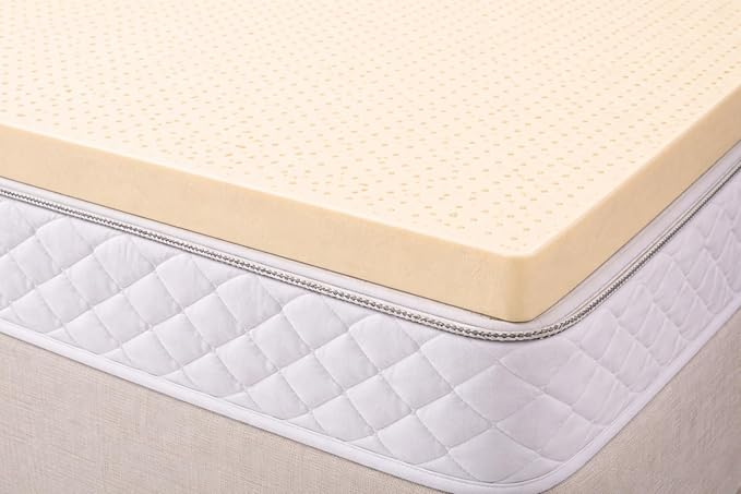 Premium GOLS Certified Natural Latex Mattress Topper, Soft and Breathable Bed Topper for Pressure Relief (Full, 2" Topper Medium Firm)