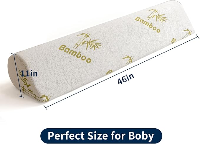 Body Pillow for Adults, Long Pillow for Back,Hip and Knee Support, Side Sleeper. Bolster Pillow Insert with High Resilience Foam, Soft Support for Pregnant Women, Washable Bamboo Cover