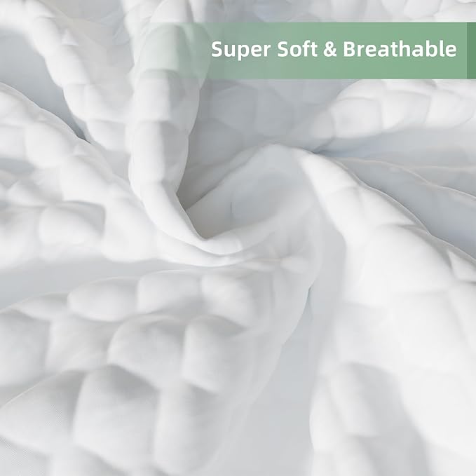 Waterproof Mattress Protector, Mattress Cover, Soft, Breathable,Noiseless, Deep Pocket 6-18 inches, White for Home Hotel Bedroom,Easy wash (Full)