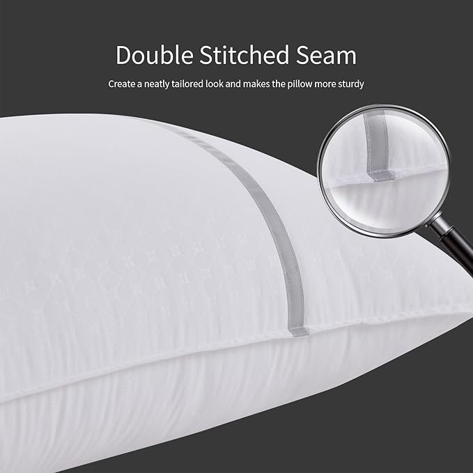 Bed Pillows Standard Size Set of 2, Medium Firm Hotel Pillows for Sleeping, Cooling Pillows for Side & Back Sleepers, Down Alternative Filling, 20 x 26 Inches