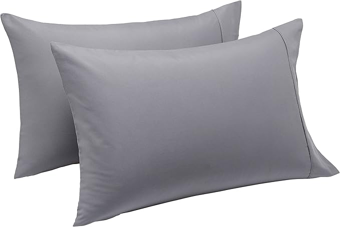 Amazon Basics Standard Pillowcases Set of 2 - Lightweight, Super Soft Easy Care Microfiber, Dark Gray, 30" L x 20" W, Pillows Not Included (Pack of 2)