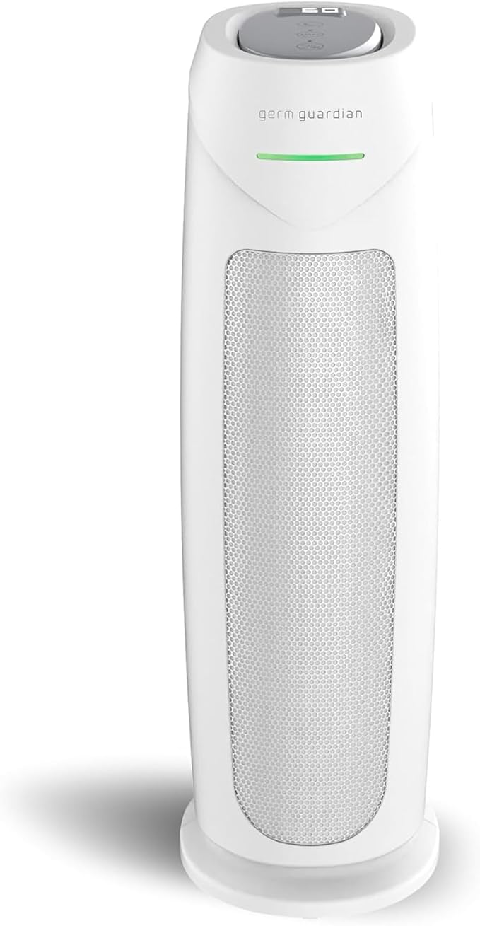 GermGuardian HEPA Indoor Large Room Air Purifier for Home - Pet Dander, Dust, Pollen, Smoke, and Odors in Bedroom, Office, and Kitchen - Air Quality Monitor and UV-C Light Combo - White