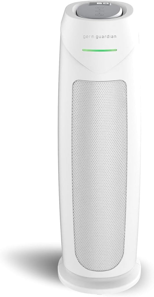 GermGuardian HEPA Indoor Large Room Air Purifier for Home - Pet Dander, Dust, Pollen, Smoke, and Odors in Bedroom, Office, and Kitchen - Air Quality Monitor and UV-C Light Combo - White