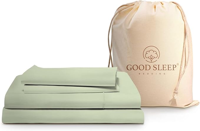 Good Sleep Bedding 100% Egyptian Cotton King Size Bed Sheets, 4 Piece Silky Sateen Weave King Sheets, Ultra-Soft & Durable Hotel Luxury, 16 Inch Deep Pocket King Sheet Set - Sage