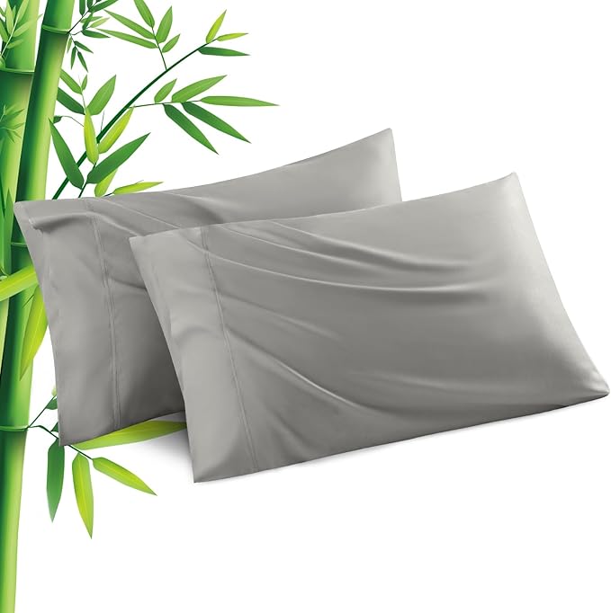 Pillowcases King Size 2 Pack, Cooling Viscose from Bamboo Pillow Cases with Envelope Closure, Cool & Breathable Pillow Cover for Hot Sleepers and Night Sweats, 20" x 40"