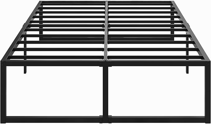 Lutown-Teen 18 Inch Full Bed Frame No Box Spring Needed, Heavy Duty Metal Platform Beds with Sturdy Steal Slats for Mattress Foundation, Easy Assembly, Noise Free, Black