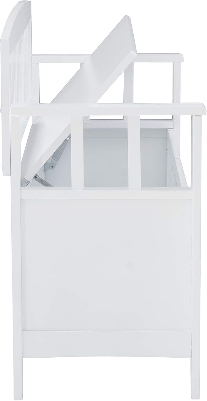 Cynthia White Storage Bench with Flip-Top Lid and Hidden Storage Space by Linon
