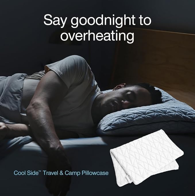 Coop Home Goods Cool Side Travel and Camping Pillowcase, Cooling Travel Pillow Case for Hot Sleepers, Two-Sided Pillow Covers, Cozy Side & Cool Side, Ultra Soft Lulltra Cool Technology