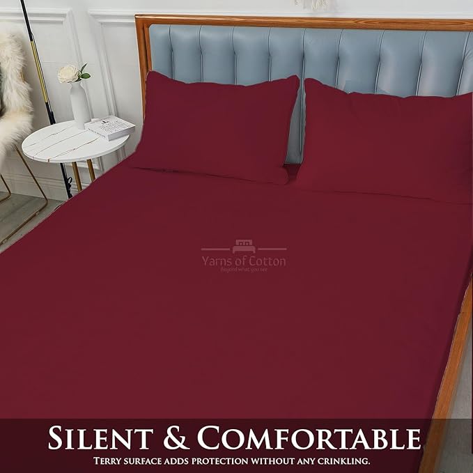 Cot Mattress Protector 33"x75" Waterproof, Terry Soft and Noiseless Mattress Protector Perfect for Daybed 33" X 75" Mattress/Narrow Twin/Cot Size/Rv Bunk/Camping Cot (Burgundy)