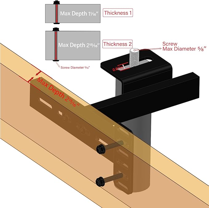 2 Pack Headboard Bracket Kit for Metal Bed Frame, Adjustable Headboard & Footboard Extension Brackets, Fits Twin, Full, Queen, King Size Bed, Matte Black