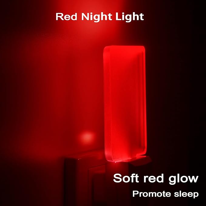 Red Night Lights Plug in 2 Pack, 0.5W Red Light Night Light with Dusk to Dawn Sensor, Auto On/Off LED Night Light Plug into Wall Pefect for Babyroom, Bedroom, Bathroom