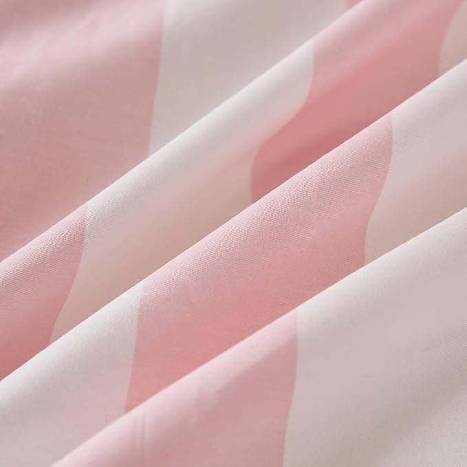 Merryword Standard Size Pillowcases, 100% Cotton Pillow Cases, Pink and White Striped Pillowcases, Soft Breathable Wide Stripe Pillow Covers, Set of 2