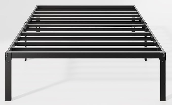 Allewie Twin Bed Frame, 14 inch Metal Platform Beds with Storage Space, No Box Spring Needed and Easy Assembly, Black