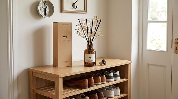 WEALD TRIBE Flower Reed Diffuser Set Clean White Linen Scent for Bathroom Air Fresheners | 4.0 fl oz Essential Oils with Sticks Home Fragrance Defusers | House Bedroom Office Shelf Decor & Gift