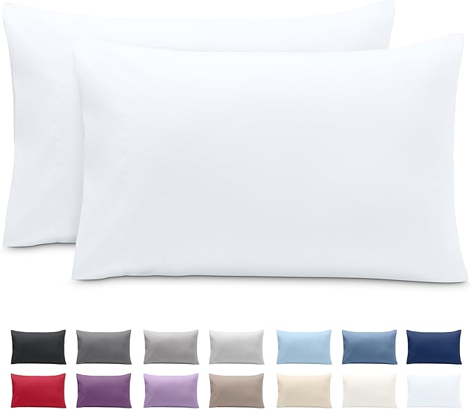 Bare Home Microfiber Pillow Cases - Toddler Size Set of 2 Cooling Pillowcases Double Brushed White Pack Easy Care (Toddler Pillowcase 2, White)