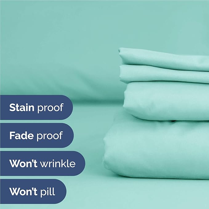 Full 6 Piece Sheet Set - Comfy, Breathable & Cooling - Hotel Luxury Bedding for Women, Men, Kids, Teens and Children - 1 Flat & 1 Fitted Sheet & 4 Pillowcases w/ Deep Pockets - Wrinkle Free - Spa Blue