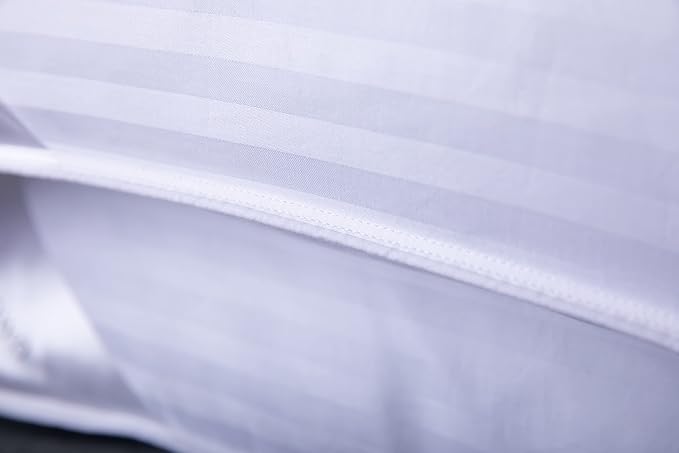 Standard Goose Down Feather Hotel Collection Bed Pillows for Sleeping One Pillow for Back, Stomach or Side Sleepers Stripe White Color