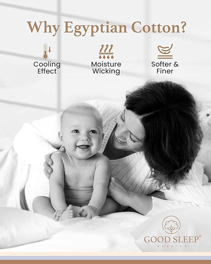 Good Sleep Bedding Bed Sheets Full Size, 4 Piece, 100% Egyptian Cotton Full Sheet Set, Silky Sateen Weave, Ultra-Soft & Durable Hotel Sheets, 16" Deep Pocket Full Bed Sheets - Ivory
