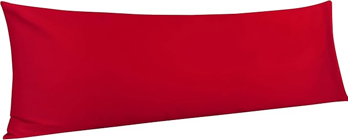NTBAY Egyptian Cotton Body Pillowcase - 500 Thread Count Cotton Body Pillow Cover - Soft and Breathable Envelope Closure Body Pillowcase for Adults, 20x54 Inches, Red