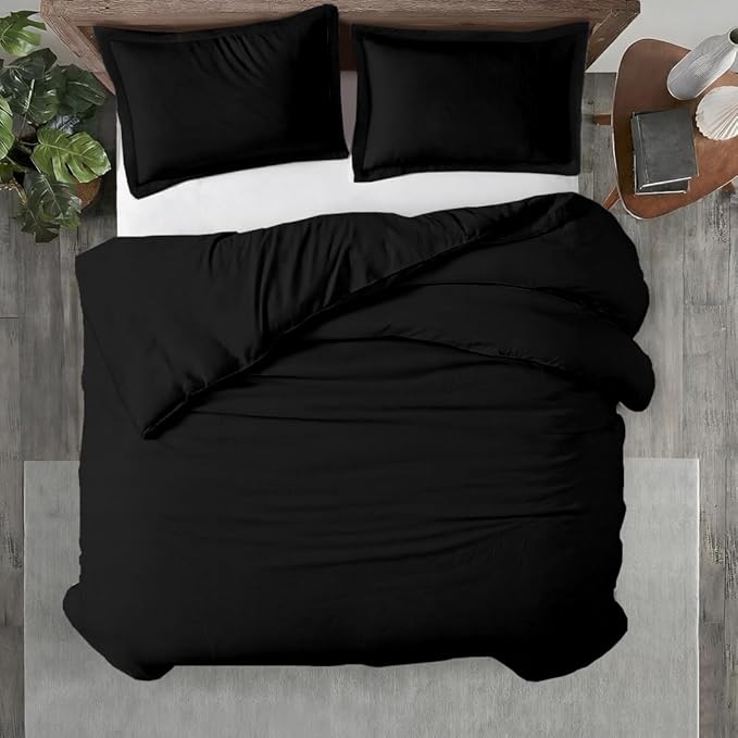 Kotton Culture 1 Pc 120"x120" Duvet Cover Super King Plus/Super Oversize King Size 100% Egyptian Cotton - 600 TC Comforter Cover, Zipper Closure & Corner Ties - Fits Only Extra Large Inserts - Black
