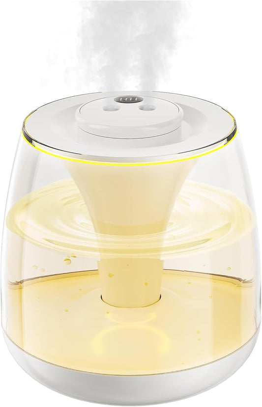 Humidifiers for Bedroom, 3 L Cool Mist Top-Fill 40H Super Long Time, 23dB Quiet, Baby Humidifier, Oil Diffuser for Large Room, Plants, Nursery, Office, Colored lights (white)