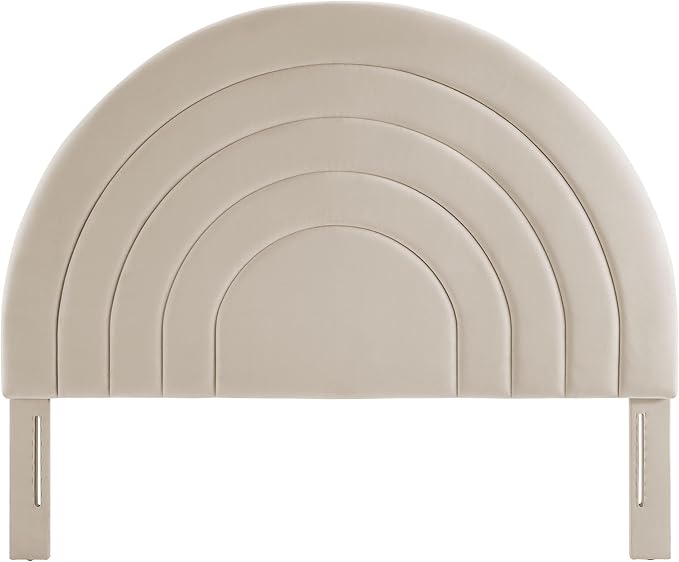 Modway Solana Soft Arch Shaped Round Full Headboard in Almond – Upholstered Headboard – Stain-Resistant Performance Velvet Headboard for Full Size Beds