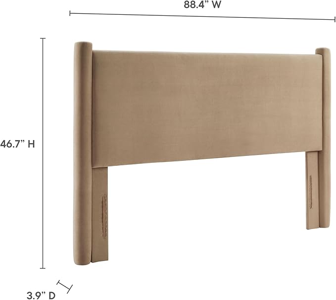 Modway Rael King Upholstered Headboard with Pillars in Taupe – Velvet Headboard – Stain-Resistant Performance Velvet Headboard for King Size Beds