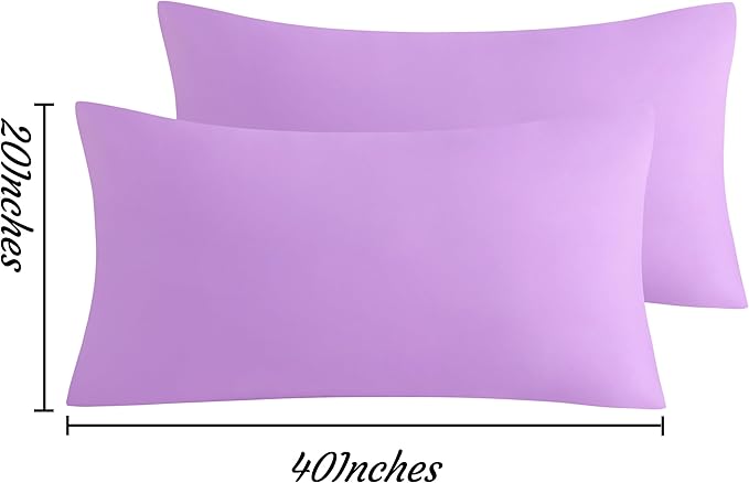 NTBAY King Pillow Cases Set of 2, 2 Pack Brushed Microfiber 20x40 Pillow Cases, Soft, Wrinkle, Fade, Stain Resistant Light Purple Pillow Cases with Envelope Closure, 20x40 Inches, Light Purple