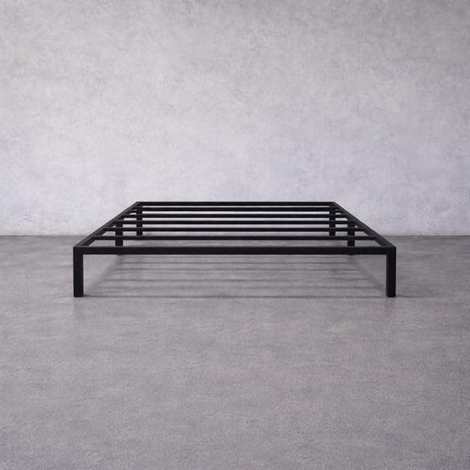 Square Bed – Washable Cover - Soft Upholstered Linen - Minimalist Modern - Sold Separately (Box Spring, Twin)