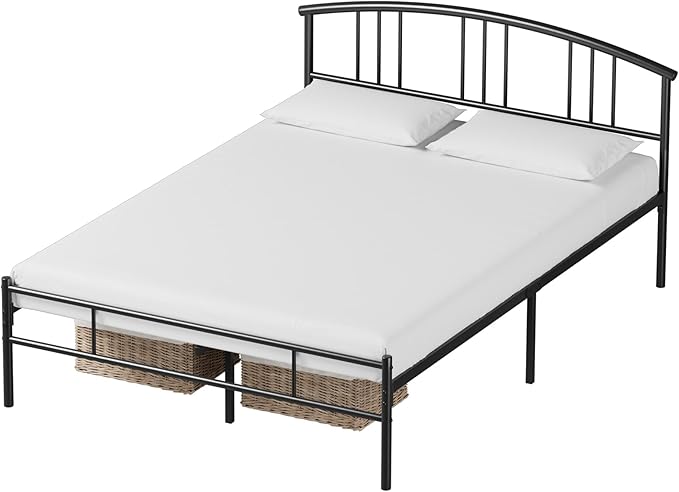 VECELO Queen Bed Frame with Headboard and Footboard, 14 Inch Metal Platform Mattress Foundation, Sturdy Premium Steel Slat/No Box Spring Needed