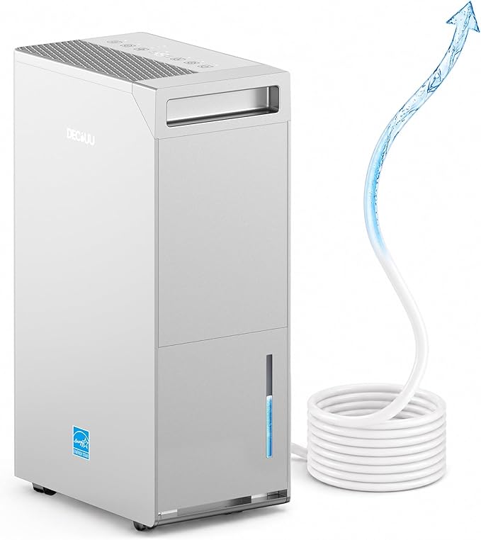5000 Sq.Ft Energy Star Most Efficient 2024 Dehumidifier with Pump,DECIUU Max 100 Pint Dehumidifier for Basement with Drain Hose,Intelligent Humidity Control for Home Bathroom Garage