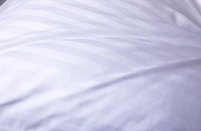 Goose Down Feather Hotel Collection Bed Pillows for Sleeping Pair Standard Pillows for Back, Stomach or Side Sleepers Stripe White Color Set of 2 Pillows