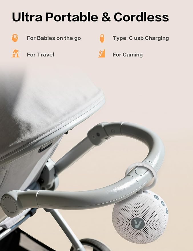 Portable Sound Noise Machine for Baby Kids Adult with 21 Natural Soothing Sounds, Memory Function, 32 Levels of Volume, Powerful Battery, Noise Canceling, Sleep Sound Timer Therapy for Home, Travel