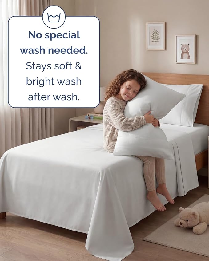 Twin 4 Piece Sheet Set - Comfy, Breathable & Cooling - Soft Hotel Luxury Bedding for Women, Men, Kids, Teens and Children - 1 Flat & 1 Fitted Sheet & 2 Pillowcases with Deep Pockets - Antique White