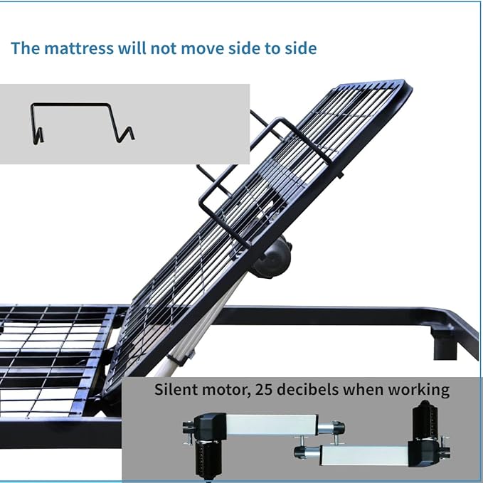 Adjustable Bed Frame Full Metal Frame Bears 705 lbs Head and Legs Can Lift Independently, Zero Gravity Prevents Snoring and Acid Reflux Black Quick Installation Twin XL (Twin XL)