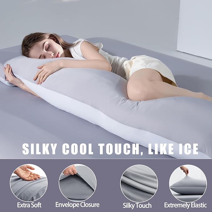 TELUS Cooling Pillowcases Queen Size 2-Pack, Silky Soft Pillow Case with Envelope Close, Stay Cool All Night Pillow Cover for Hot Sleepers and Night Sweats, 20x30 Inch,Grey